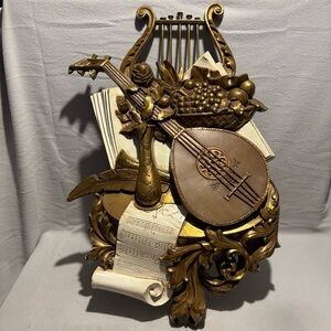 Vintage Syroco Inc 1971 Large Hanging Musical Hard Plastic Mandolin Wall Decor